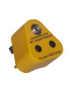 An ESD plug for connecting ESD cords to ensure a path to ground. With one 10mm stud. this plug is fitted with a 1 megohm safety resistor
